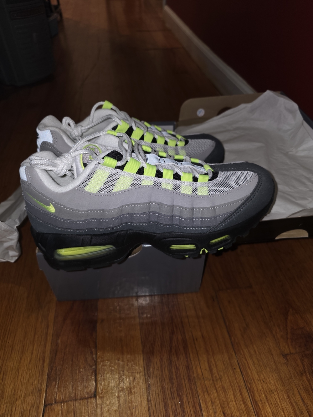 Nike Kids' Air Max 95 Sneakers - Grey/Neon Green